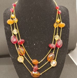 Red Gold Layering Necklace